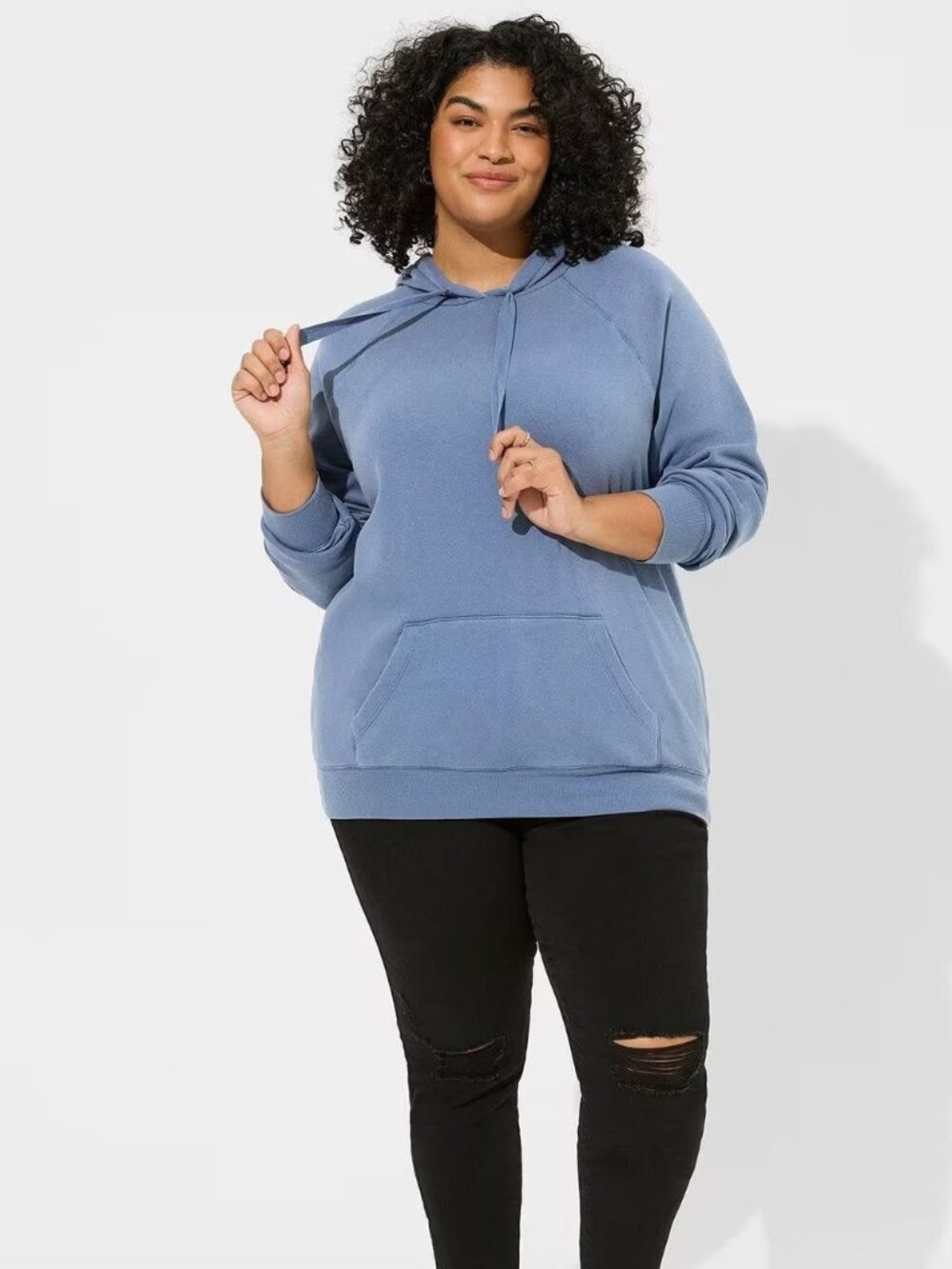 Torrid Classic Fit Cozy Fleece Raglan Hoodie Blue Size 2